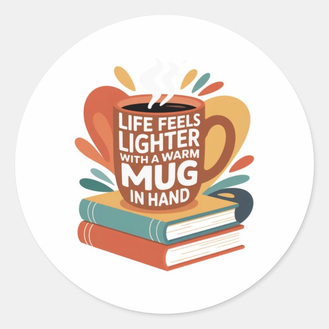 Pegatina Redonda Libros y breves tonterías (Anverso)