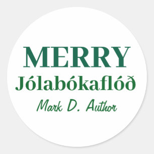 Pegatina Redonda Libros y noches acogedoras: Merry Jolabokaflod