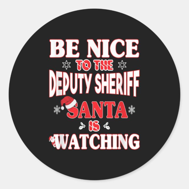 Pegatina Redonda Lice Officer Shirt - For Christmas Deputy Sheriff_ (Anverso)