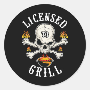 Pegatina Redonda Licencia Para Grill Bbq Gift Para Hombres Por El D
