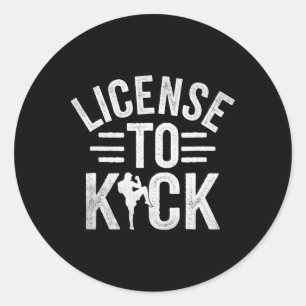 Pegatina Redonda Licencia para patear kickboxing Kickbox Kickboxer