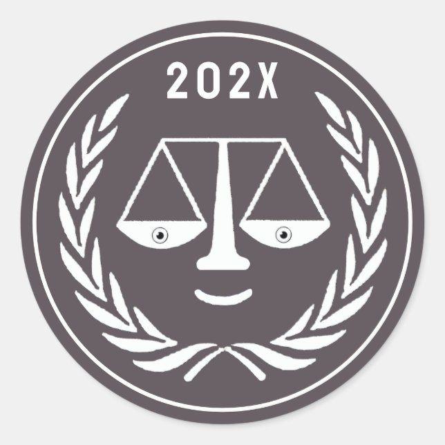 Pegatina Redonda Licenciado en Derecho por la Facultad de Derecho (Anverso)