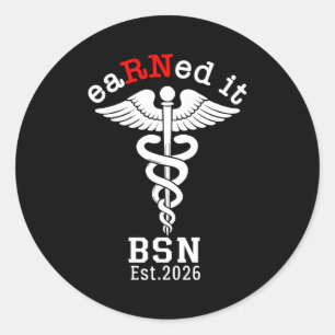 Pegatina Redonda Licenciado en enfermería bsn est. 2026 - graduado 