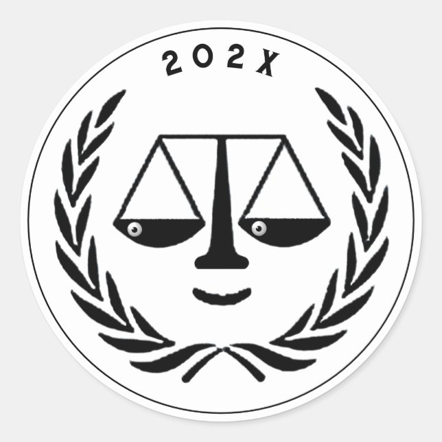 Pegatina Redonda Licenciatura en Derecho (Anverso)