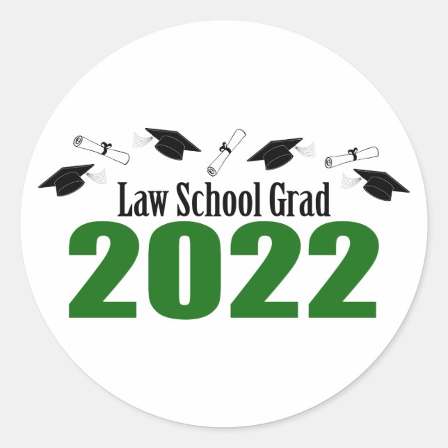 Pegatina Redonda Licenciatura En Derecho Grado 2022 Caps Y Diplomas (Anverso)