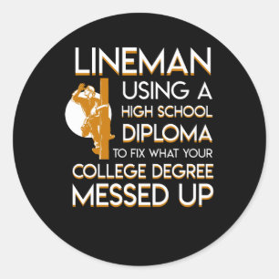 Pegatina Redonda Licenciatura en Fix de Lineman