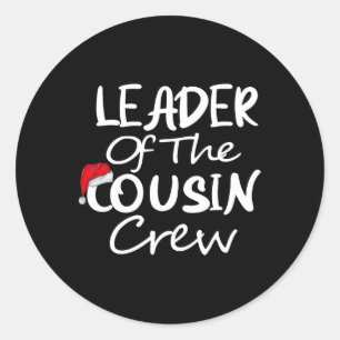 Pegatina Redonda Líder De La Tripulación Navidades Gorra Xmas Famil