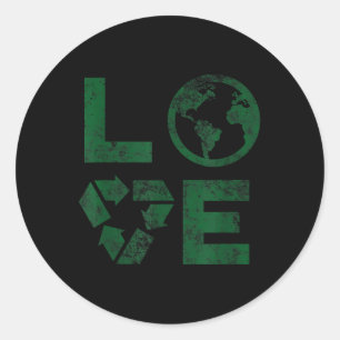 Pegatina Redonda Liebe Earth Day 90s Niños Reciclados Vintage O T