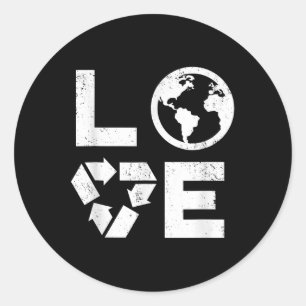 Pegatina Redonda Liebe Earth Day 90s Niños Reciclados Vintage O T