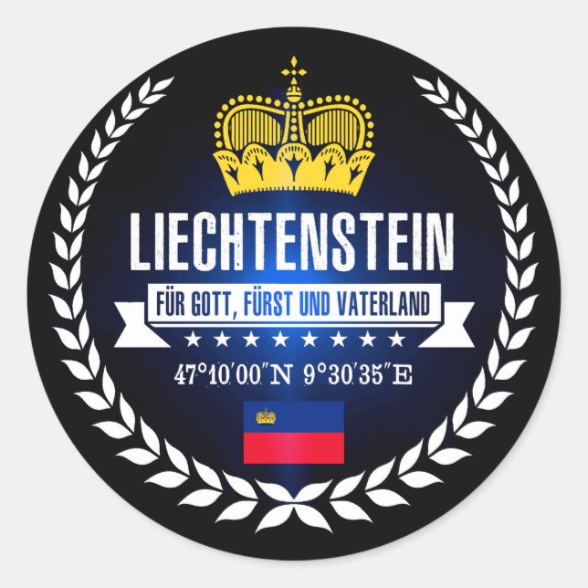 Pegatina Redonda Liechtenstein (Anverso)