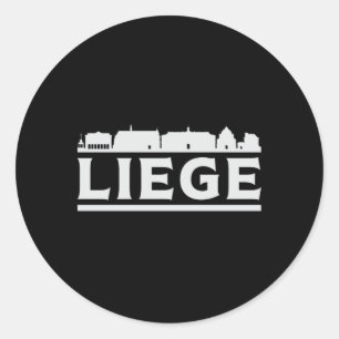Pegatina Redonda Liege Belgium City Skyline Cityscape Funny Gift