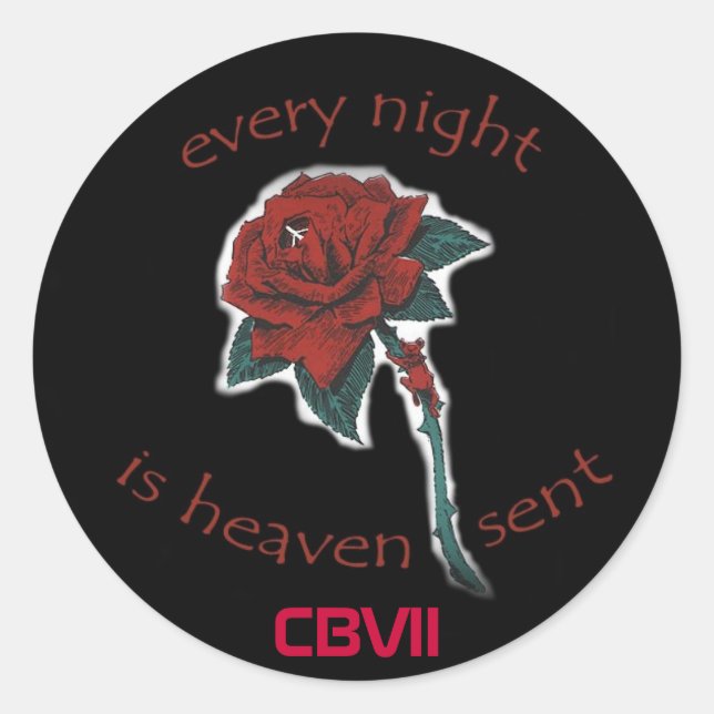 Pegatina Redonda lienzo negro más grande, CBVII (Anverso)