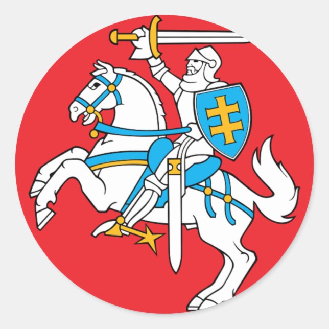 Pegatina Redonda Lietuvos Valstybes Veliava, Vytis, Lituania Bander (Anverso)
