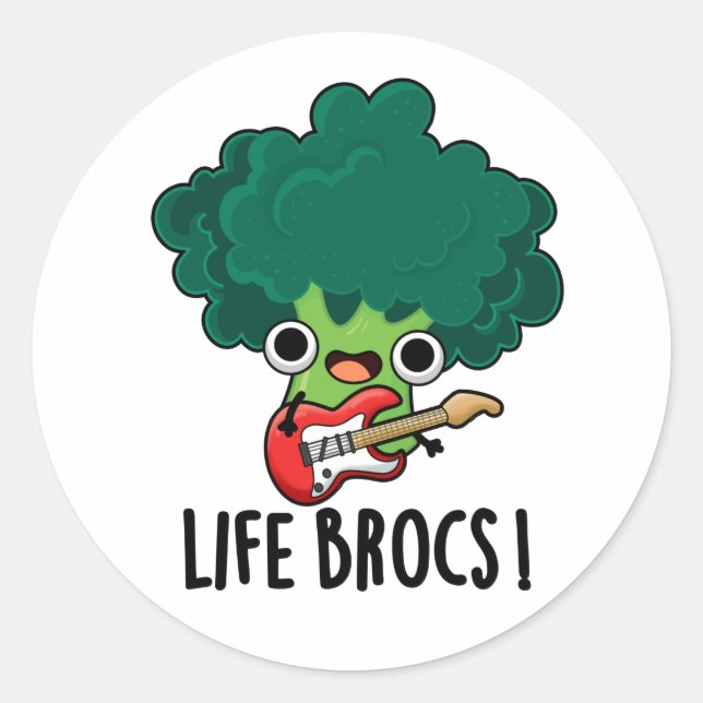 Pegatina Redonda Life Brocs Funny Veggie Broccoli Pun (Anverso)