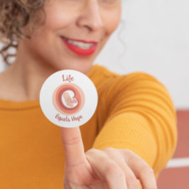 Pegatina Redonda Life Equals Hope – Pro-Life Awareness