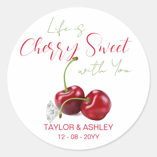 Pegatina Redonda Life Is Cherry Sweet (Anverso)
