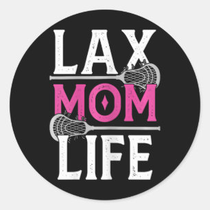 Pegatina Redonda Life Mom Lacrosse Lax Player Daughter Son Stick Ba