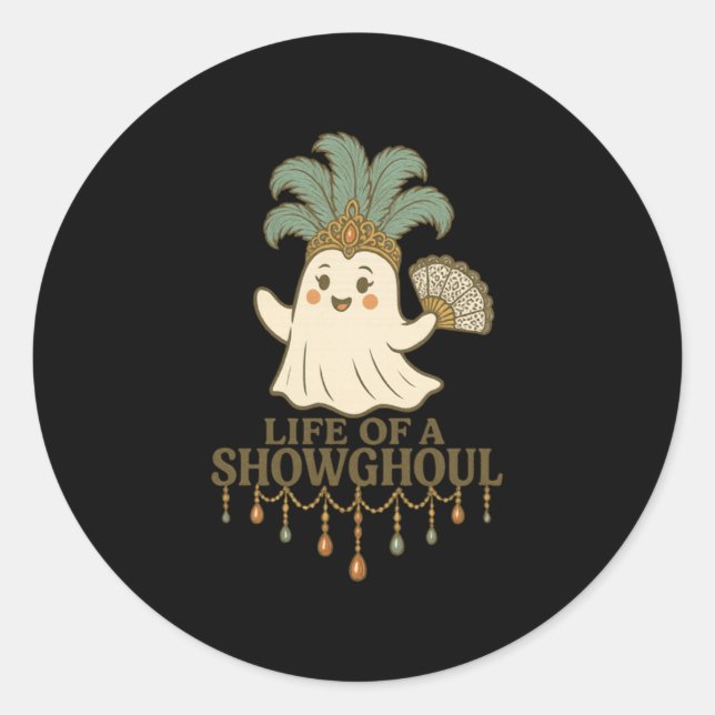 Pegatina Redonda Life Of A Showghoul Cute Halloween Ghost Showgirl  (Anverso)