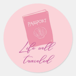 Pegatina Redonda Life Well Travele