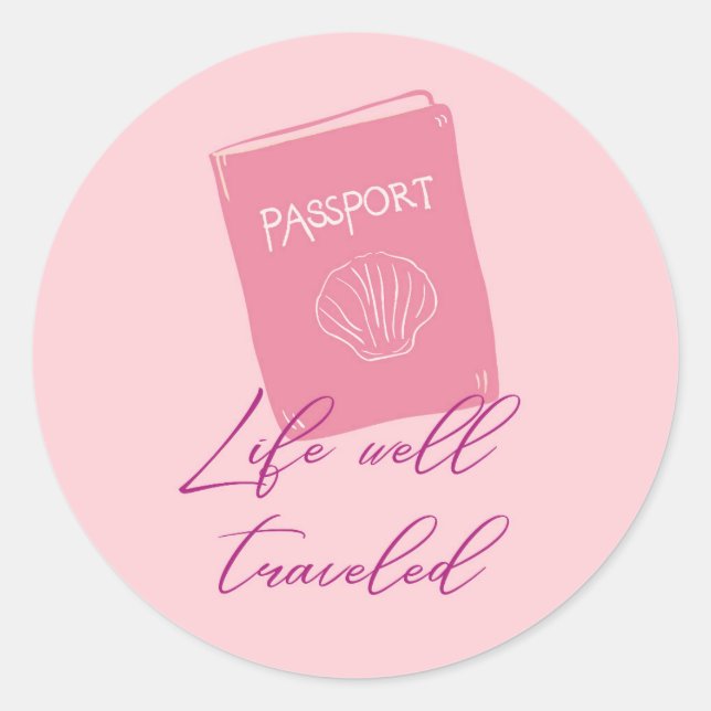 Pegatina Redonda Life Well Travele (Anverso)