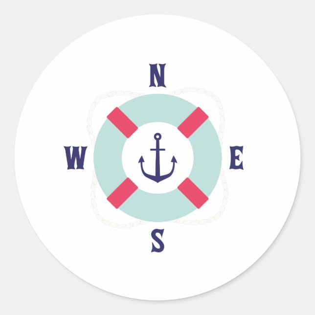 Pegatina Redonda Lifesaver Compass (Anverso)