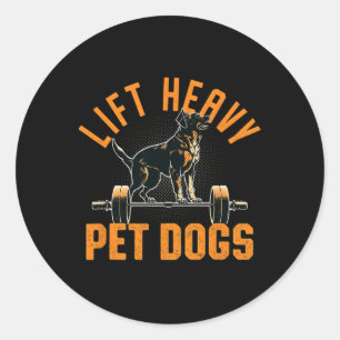 Pegatina Redonda Lift Heavy Mascota Perros Gym Perro Lover Weightli