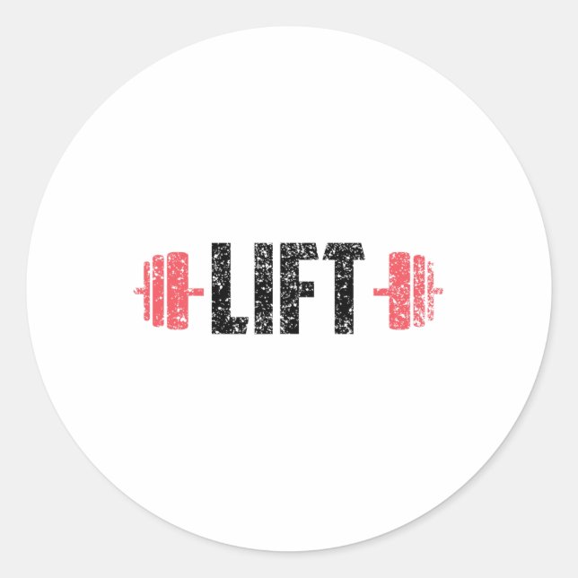 Pegatina Redonda Lift Weightlifting Gym Lifting Workout  (Anverso)