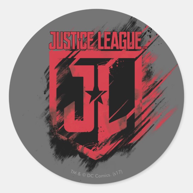 Pegatina Redonda Liga de la Justicia | Pintura pinchada JL Shield (Anverso)
