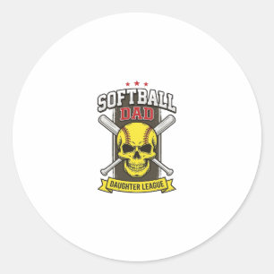Pegatina Redonda Liga de softball padre hija Diseño vectorial vinta