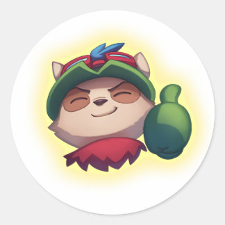 Pegatina Redonda Liga Teemo de Leyendas a tientas