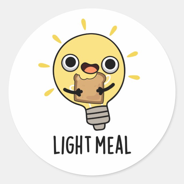 Pegatina Redonda Ligera Comida Graciosa Bulb Eléctrico Pun (Anverso)