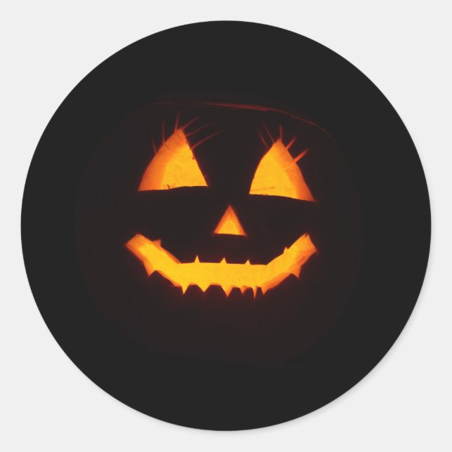 Pegatina Redonda Ligero Jack O Lantern (Anverso)