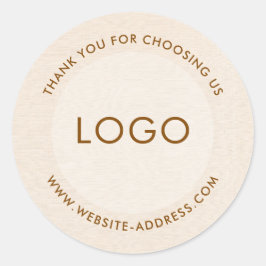 Pegatina Redonda Light beig linen texture personalized text classic