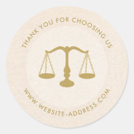 Pegatina Redonda Light beig linen texture personalized text logo