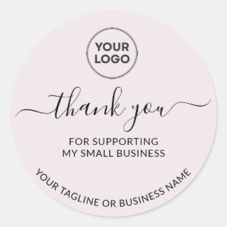 Pegatina Redonda Light Brown Thank you Small Logo Round Sticker