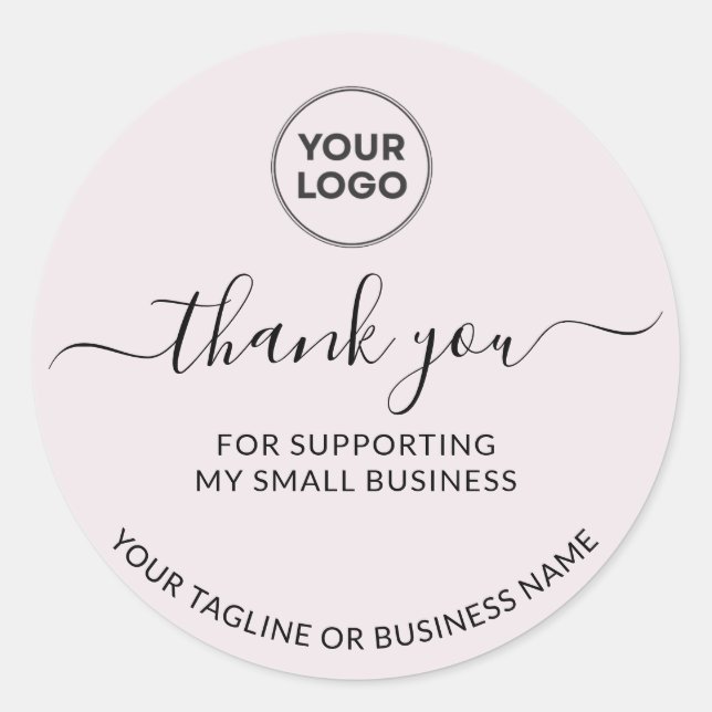 Pegatina Redonda Light Brown Thank you Small Logo Round Sticker (Anverso)