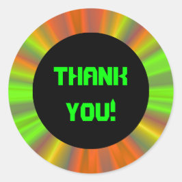 Pegatina Redonda Light Show Fractal Art Gracias