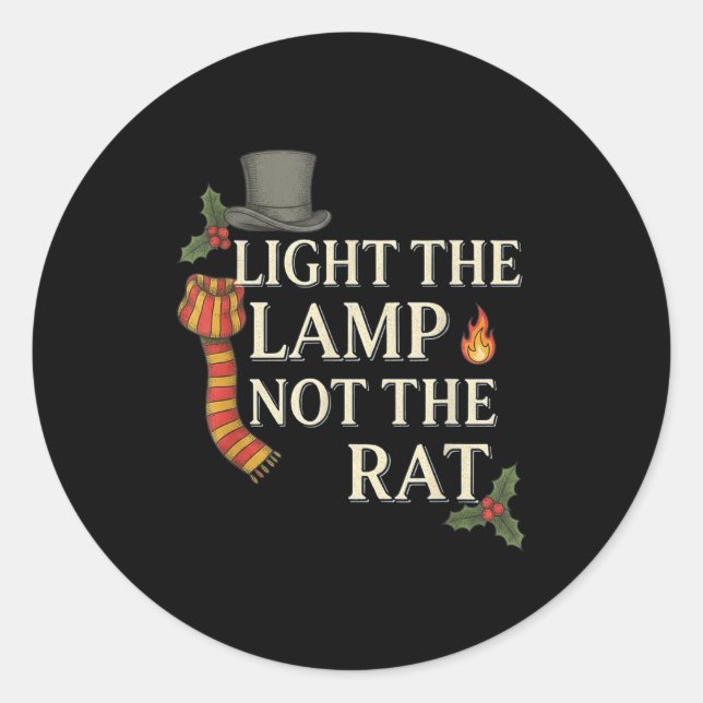 Pegatina Redonda Light The Lamp Not The Rat Christmas Funny Novelty (Anverso)