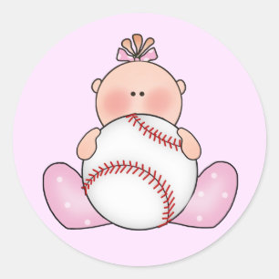 Pegatina Redonda Lil Baseball Baby Girl