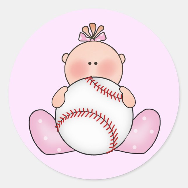 Pegatina Redonda Lil Baseball Baby Girl (Anverso)