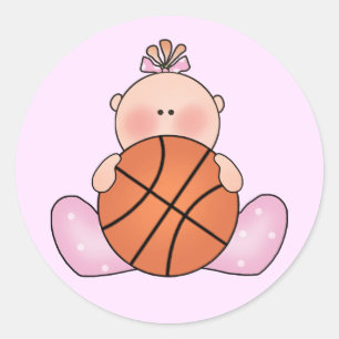 Pegatina Redonda Lil Basketball Baby Girl