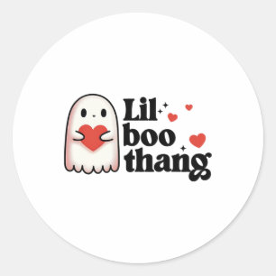 Pegatina Redonda Lil Boo Thang Valentine Cute Hearts Ghost Valentin