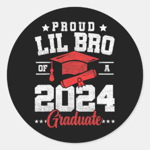 Pegatina Redonda Lil Bro De Un Cl De Graduación Superior De 2024