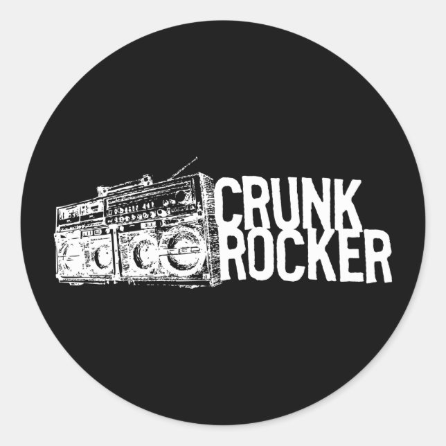 Pegatina Redonda Lil Jon "Crunk Rocker Boombox White" (Anverso)
