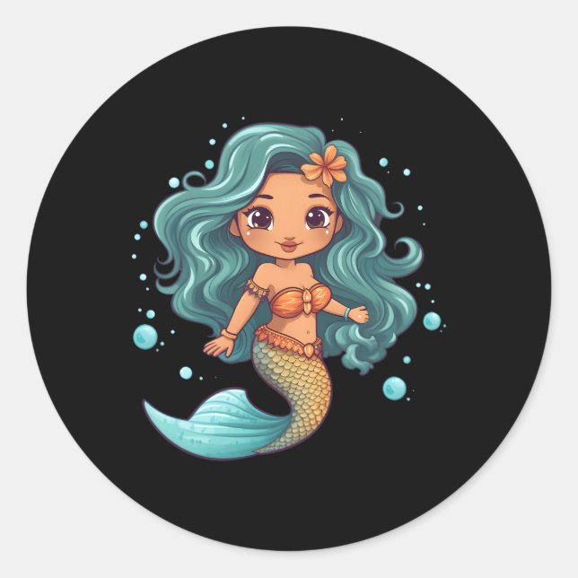 Pegatina Redonda Lil Mermaid (Anverso)