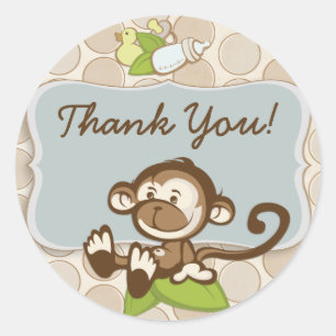 Pegatina Redonda Lil Monkey Gracias Pegatina/etiqueta