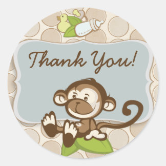 Pegatina Redonda Lil Monkey Gracias Pegatina/etiqueta