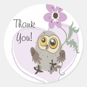 Pegatina Redonda Lil Owl Gracias ~sitckers