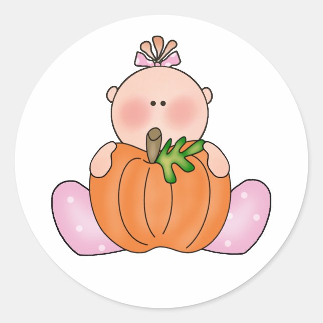 Pegatina Redonda Lil Pumpkin Baby Girl (Anverso)