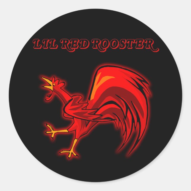 Pegatina Redonda Lil Red Rooster (Anverso)